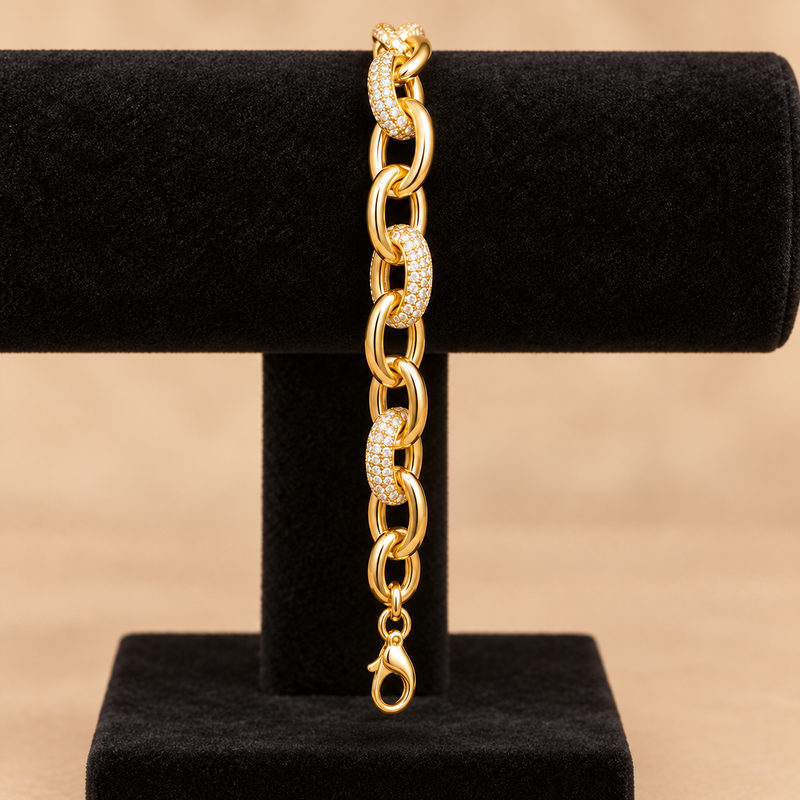 CZ Alternate Oval Link Bracelet – 8” 9mm