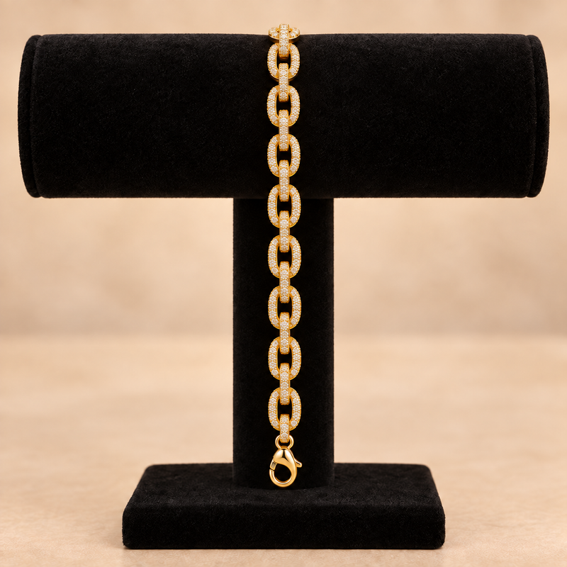 CZ Oval Link Bracelet – 7.5” 8mm