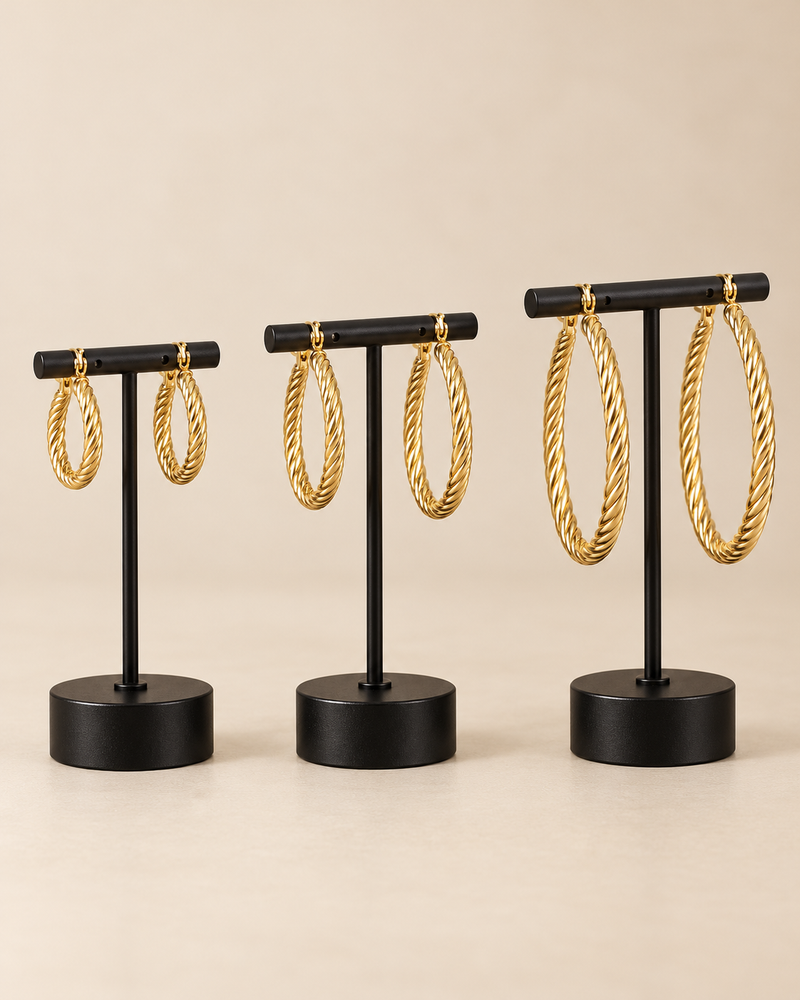 Twisted Rope Hoop Earrings – 35mm - 40mm - 55mm