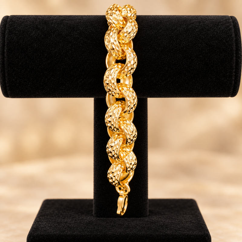 Diamond Hoop Link Belcher bracelet – 9.5” 15mm