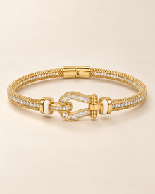 Gold CZ Horseshoe Bangle – 5¾” 5.5mm