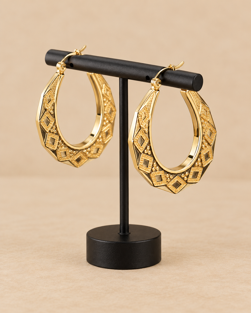 Geometric Hoop Earrings – 40mm